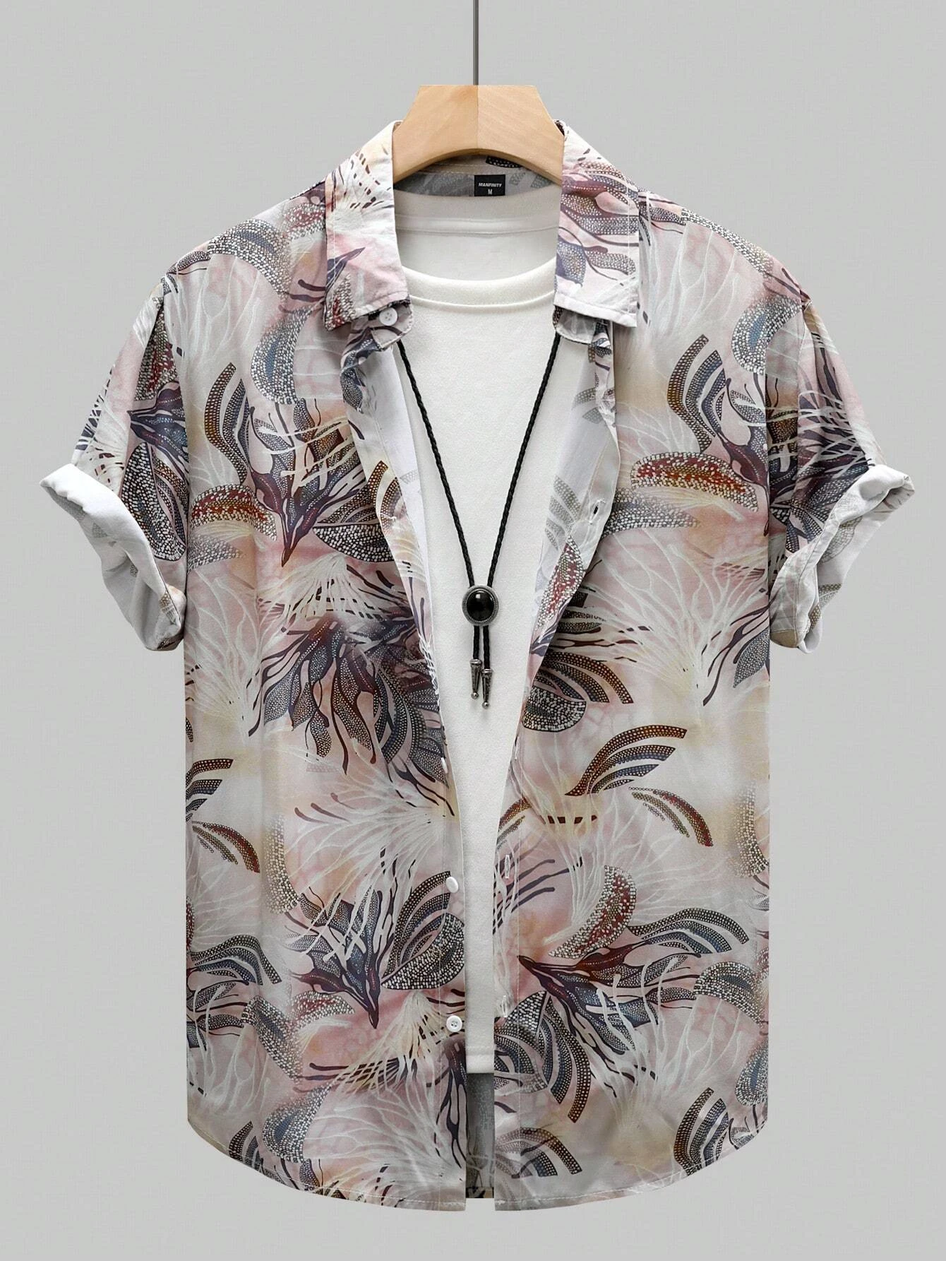 Botanical Floral Design Printed Lapel Shirts For Men And Women Seaside Casual Short Sleeve Button-Down Shirts Fashion Lapel Tops