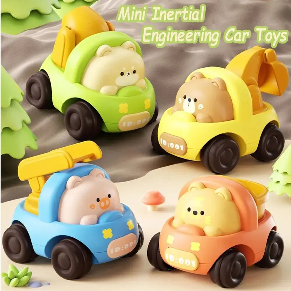 

Cartoon Animal Mini Inertial Engineering Car Toys Excavator Mixer Construction Trucks Tipper Truck Ladder Truck Vehicle Model