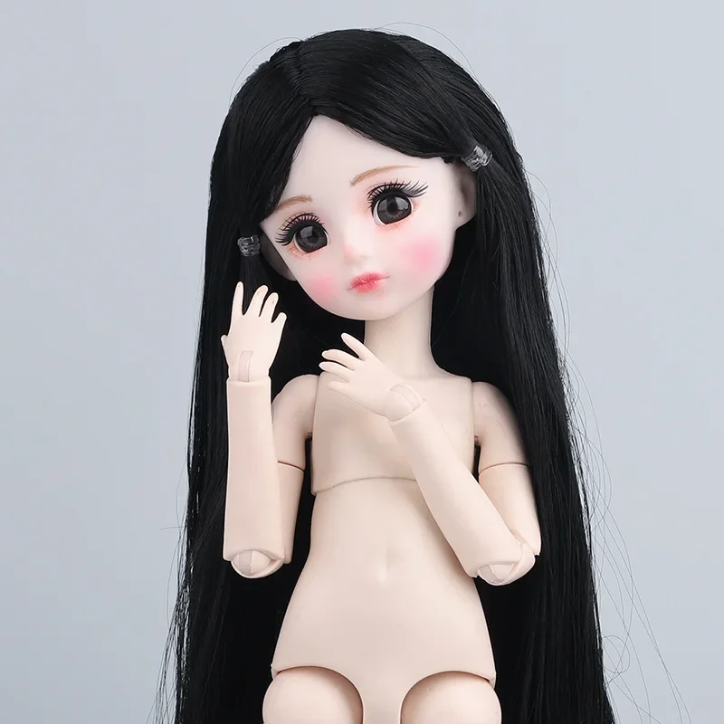 1/6 MJD Girl Doll with Black Hair White skin Without Clothes Doll Toys for Chidren