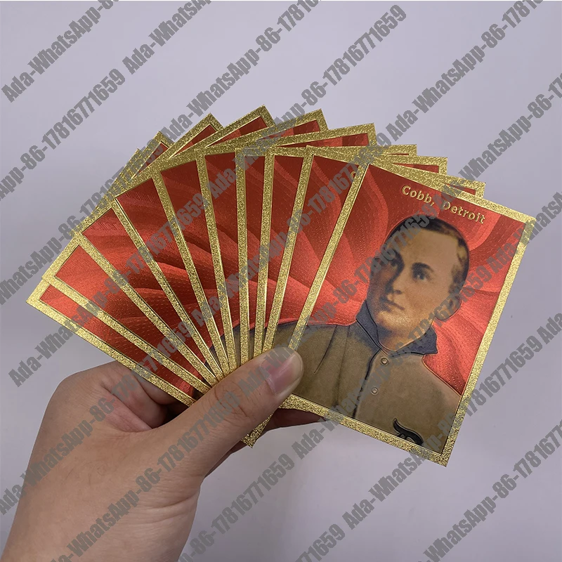 A collection of 18 famous baseball player gold foil small cards for collection and commemoration