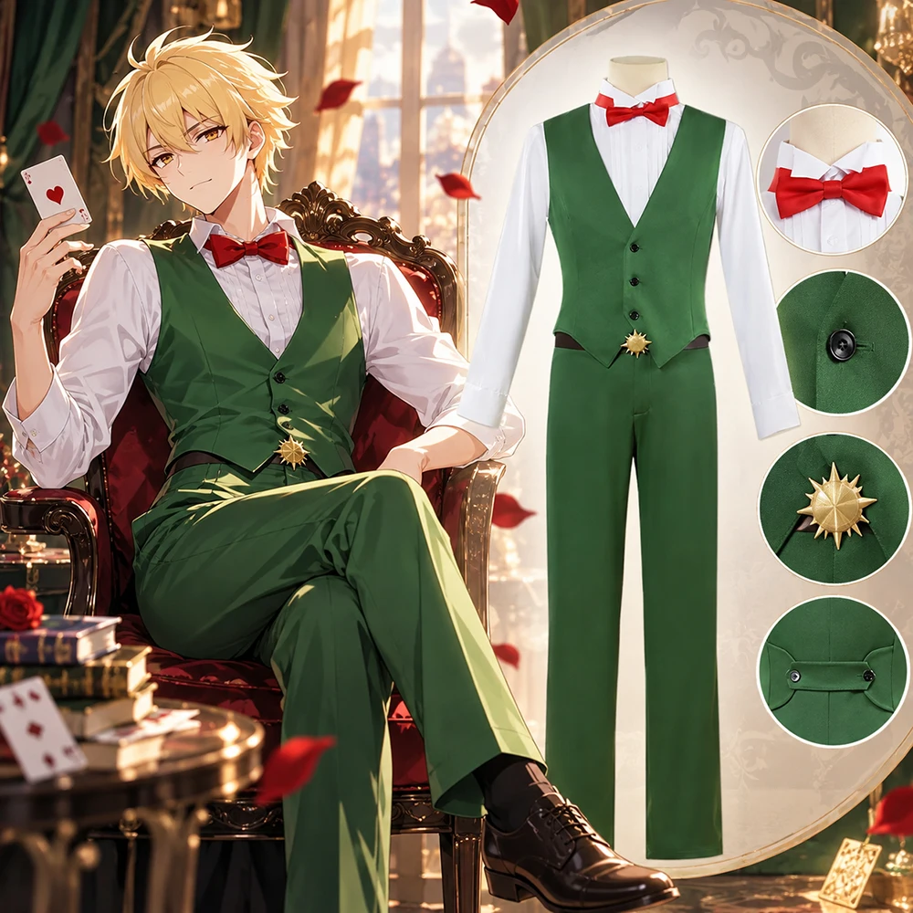 Anime The Seven Deadly Sins Escanor Cosplay Costume Shirt Vest Pants Bow Tie Full Set Halloween Carnival Party Outfit