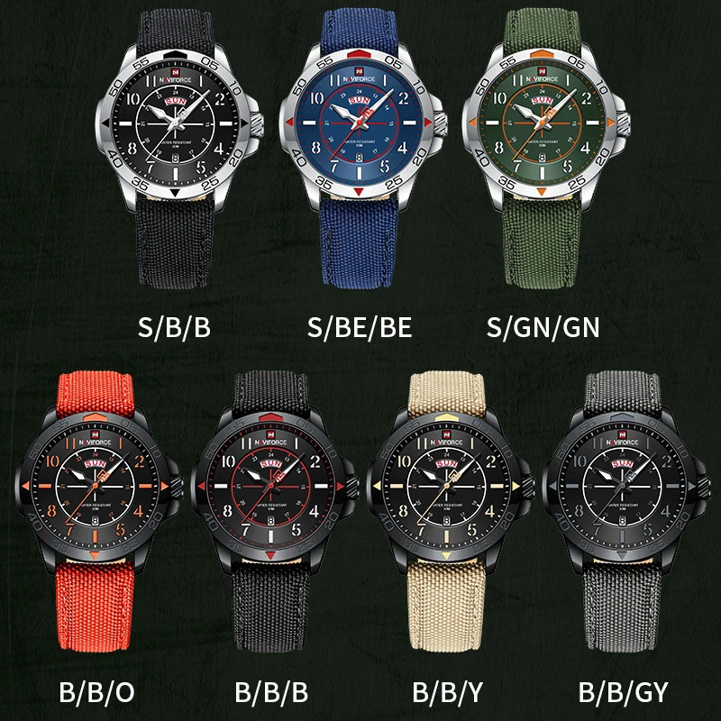 New Style NAVIFORCE Nylon Strap Men\'s Wristwatch Fashion Casual Man Waterproof Quartz Calendar Watch Original Brand Male Watches