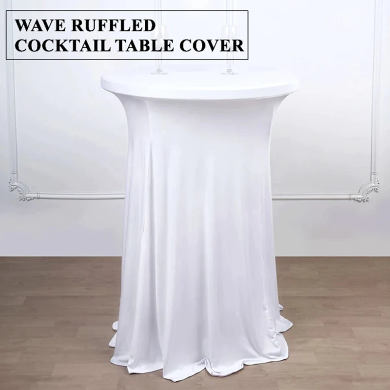 

1pcs Wave Shape Cocktail Spandex Table Cover Round Lycra Bar Tablecloth For Wedding Event Party Decoration