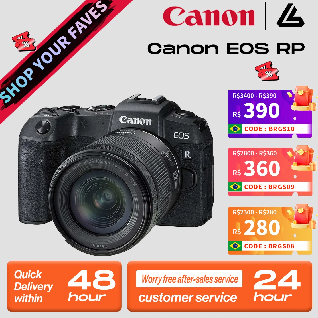 كاميرا Canon EOS RP رقمية كاملة الإطار بدون مرآة أو مع عدسة RF 24-105 MM F4 STM USM كاميرا احترافية 4K جسم فيديو #1