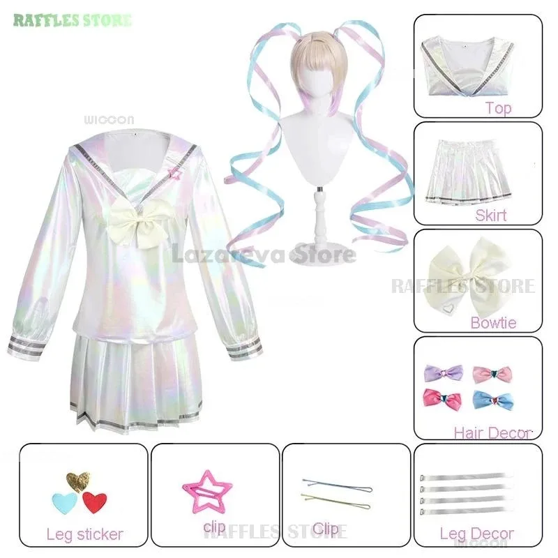 ss23NEEDY فتاة جرعة زائدة كانجيل تأثيري حلي لوليتا أحذية تنورة موحدة شعر مستعار Hallowmas COS الليزر اللون التنانير الشريط