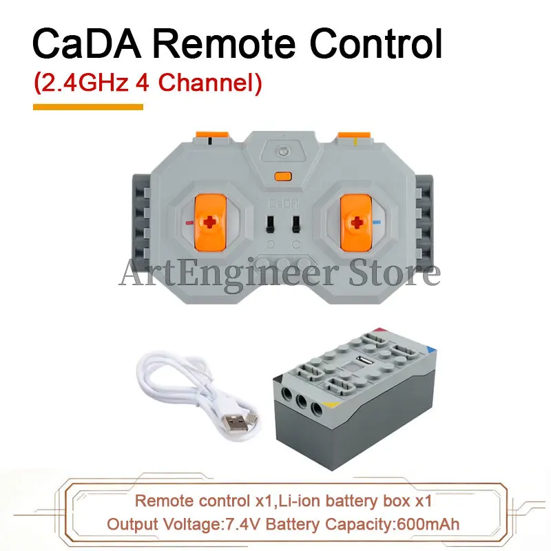 CaDA Power Functions M/L/Servo Motor Building Blocks Motorized Technical Parts 2.4G Train Remote Control Kit Toys for Adult Kids view 2