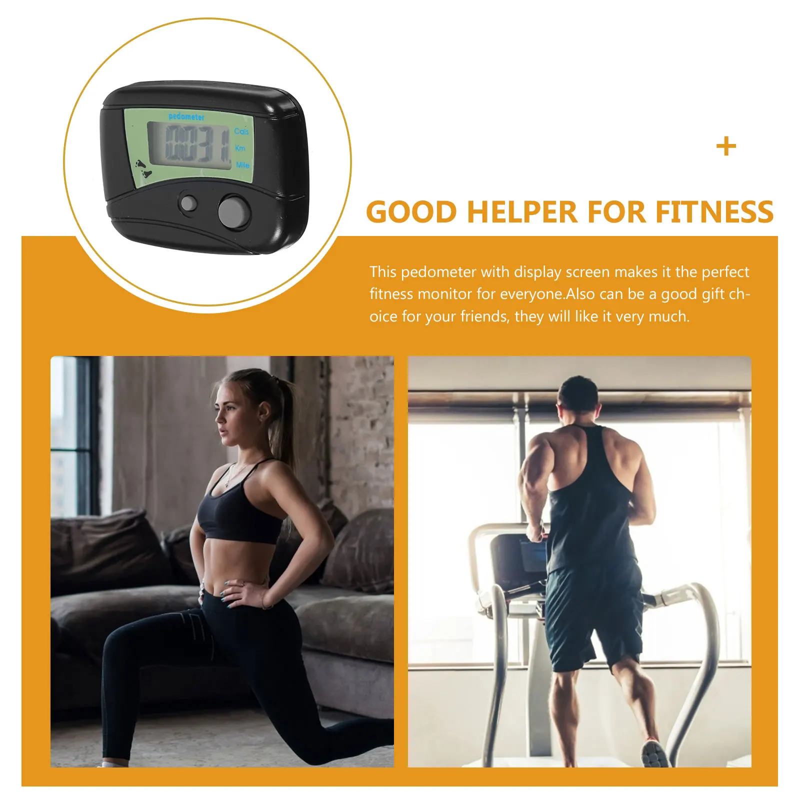 

Black Digital Pedometer Lcd Step Walking Distance Calorie Counter Pocket Clip Reset Mode Button Durable Hard Plastic Included