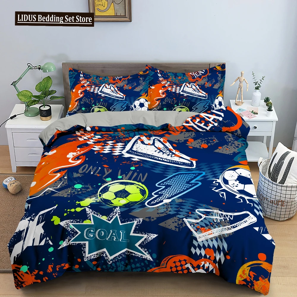 

Colored Football Soccer Bedding Set Boys Girls Twin Queen Size Duvet Cover Pillowcase Bed Kids Adult Fashion Home Textileextile