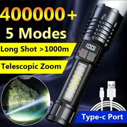 Super Bright Long Range LED Flashlight High Power Tactical Flashlight Outdoor Waterproof Camping Lantern Torch