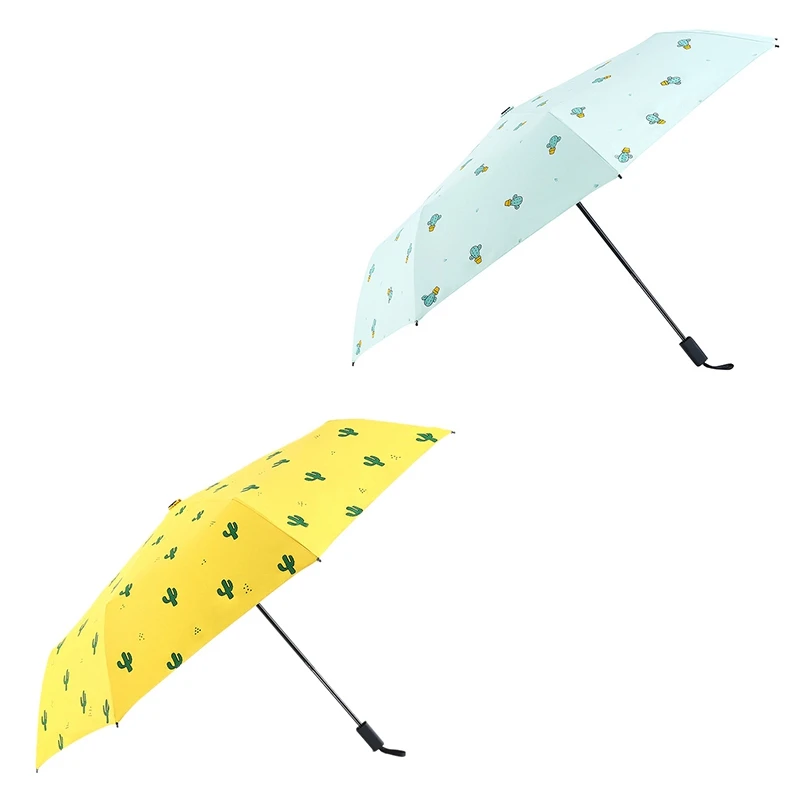 Big Deal Sunscreen Waterproof Sunny Rainy Umbrella Cute Stylish Cactus Pattern Outdoor Umbrella Household Daily Supplies