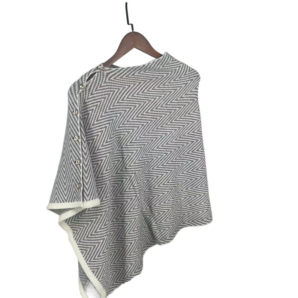 

Soft Striped Imitate Cashmere Scarf Thickened Winter Cashmere Scarves with Button Korean Style Long Shawl Girl