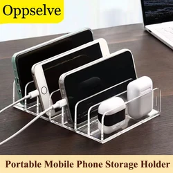 7 Section Divided Storage Holder Desktop Transparent Tablet Cellphone Organizer Box Stand For iPhone 15 14 Pro Max POCO Samsung