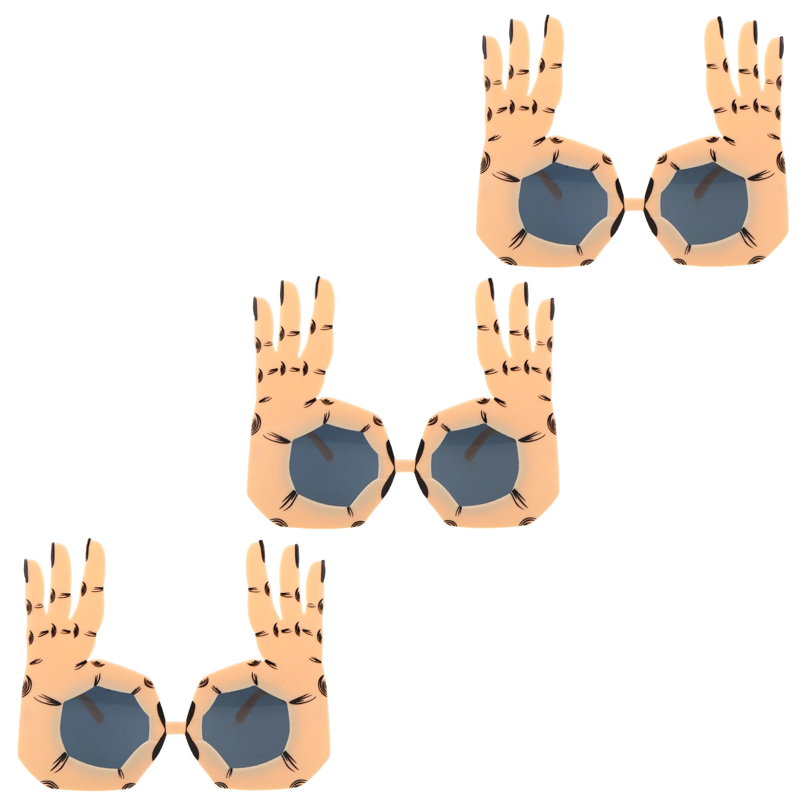 

3Pcs Playful Sunglasses Hand Shape Glasses Eye-Catching Novelty Eyewear for Parties Halloween Performances Decorative Costume