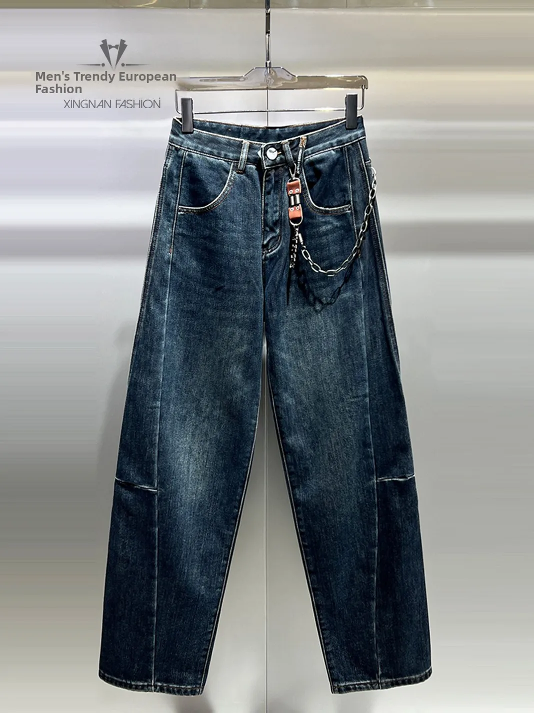 

Зимние утепленные джинсы прямого кроя на флисовой подкладке для мужчин, повседневные длинные брюки с дизайнерским вырезом, теплые, универсальные, молодежные, модные