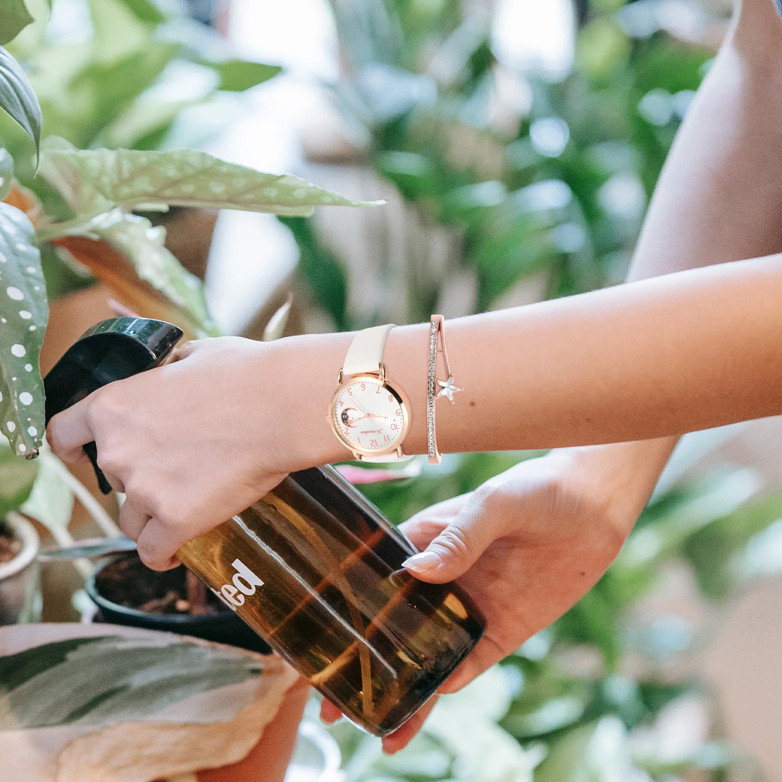 1 conjunto lua estrela design feminino relógio pulseira conjunto elegante festival aniversário natal feminino relógio lua