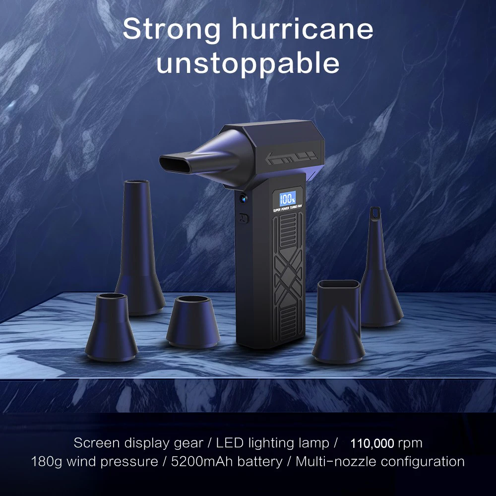 P80 توربو مروحة عنيفة 110000 دورة في الدقيقة منفاخ هواء قوي بدون فرش مع إضاءة LED منفضة هواء مضغوط لمجفف السيارة/الكمبيوتر/تنظيف المنزل #2