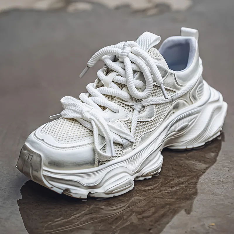 

Designer Style Worn-In Outdoor Sports Shoes Breathable Mesh Color Fading Dad Sneakers Student Live Stream Rubber Outsole