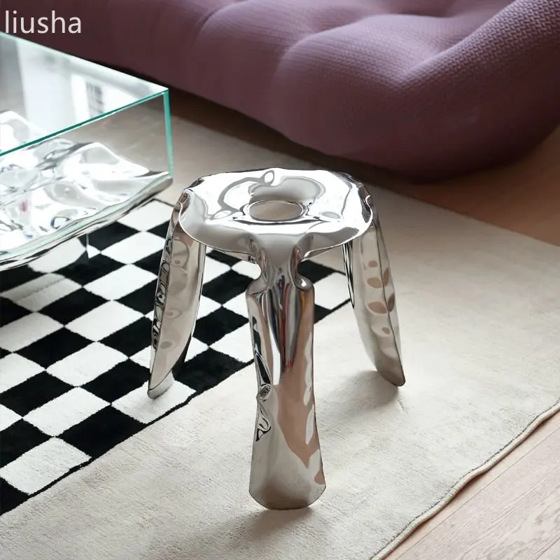 Nordic style designer modern minimalist stainless steel creative balloon stool for home living room inflatable low stool stool