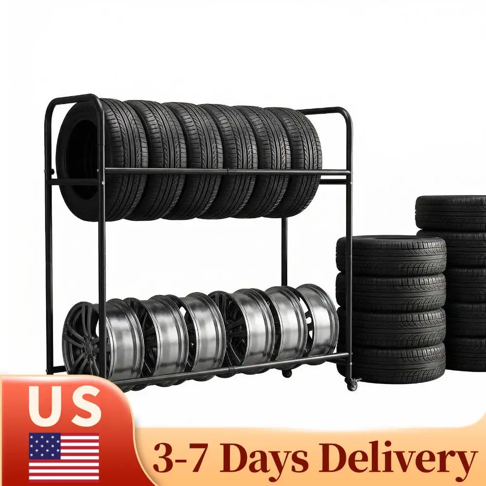 Tire Storage Rack 24.8-42.51x15.35x44.09 Inch Adjustable Rolling Tire Rack with 4 Swivel Casters for Garage Indoor/Outdoor Use
