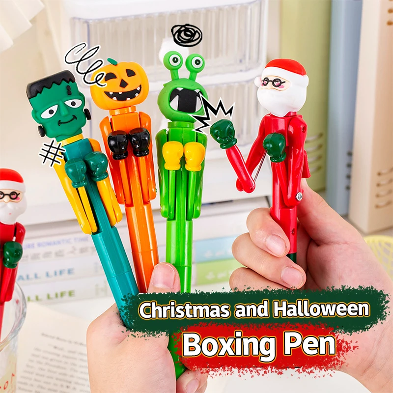 1pc Cartoon Cute Boxing Ballpoint Pen Funny Creative Pumpkin Monster Santa Claus Decompression Pens Student Stationery Gifts