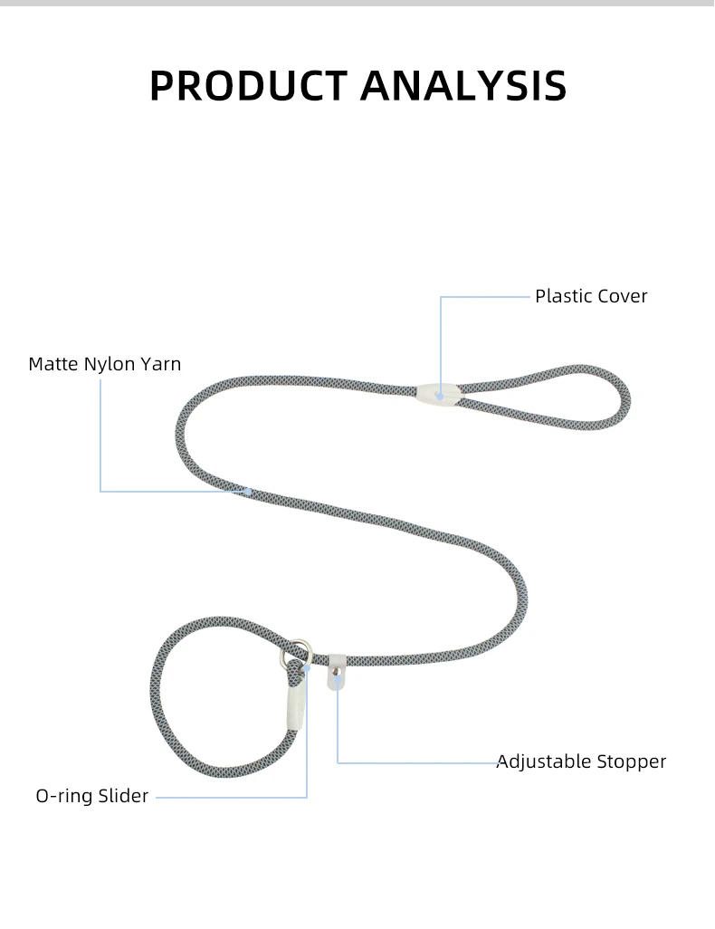 Haustier-Hunde-Boutique-Leinen für kleine, mittelgroße und große Hunde, einfaches graues Mesh-Muster, Nylonseil, geeignetes Hundehalsband und Geschirr – Detail 3