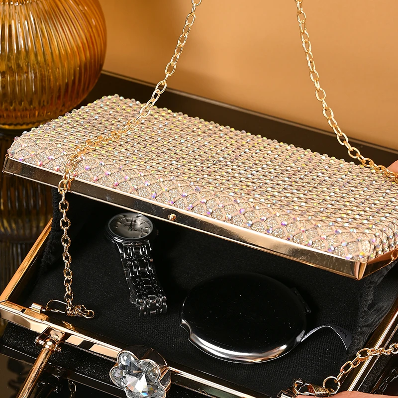 Women\'s Square Shape Bling Glitter Purse Box Rhinestone Bag For Women Evening Luxury shoulder Clutch Bags For Party Prom