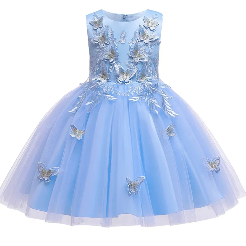 Girls Dress Elegant Kids Dresses For Girls Costume Butterfly embroidery Children Party Dress Wedding Gown infantil vestidos