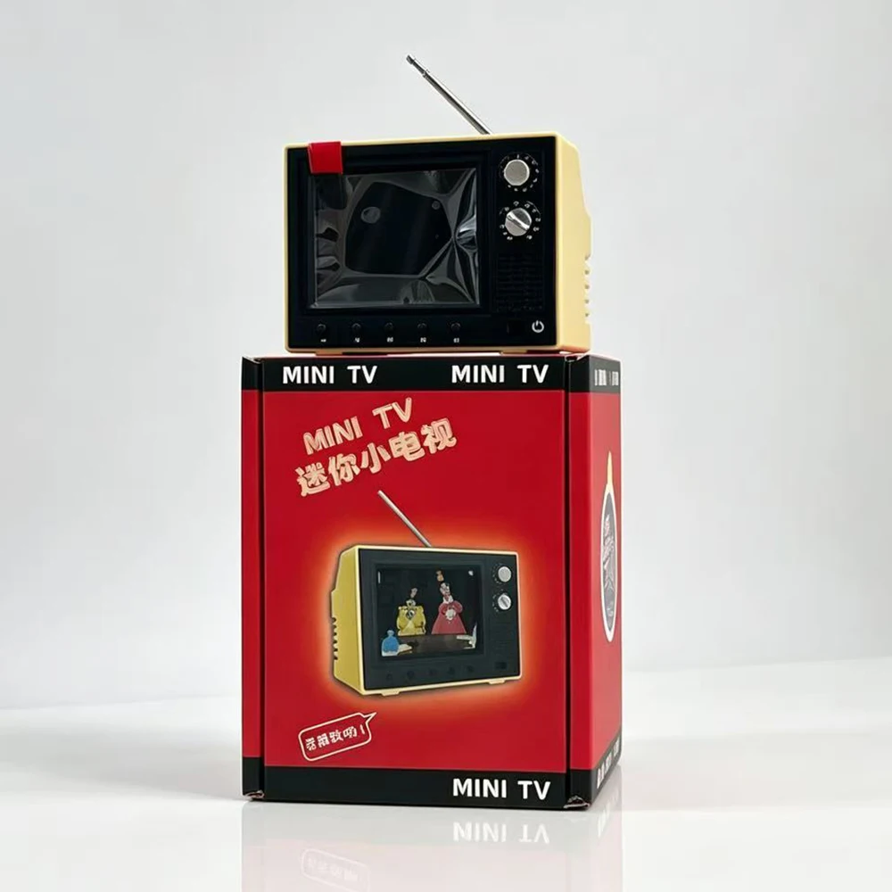 2nd Gen 2.4 Inch Retro Mini TV Playable Video Rechargeable Mini Cartoon TV 8GB Storage with Free Earphone 1:12 Dollhouse Toy