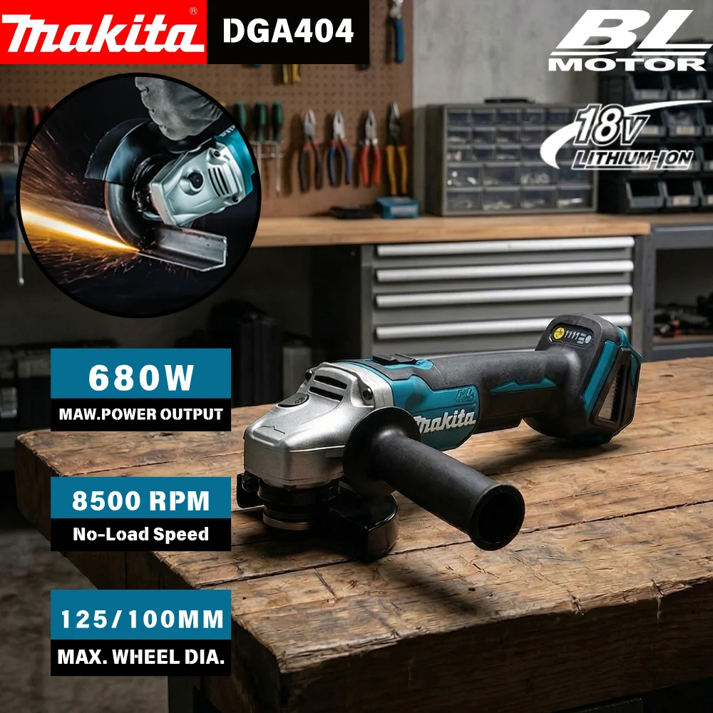 MAKITA DGA404 18V Angle Grinder Compatible with Makita 18V Battery Brushless Motor 125mm for Steel Stone Cutting