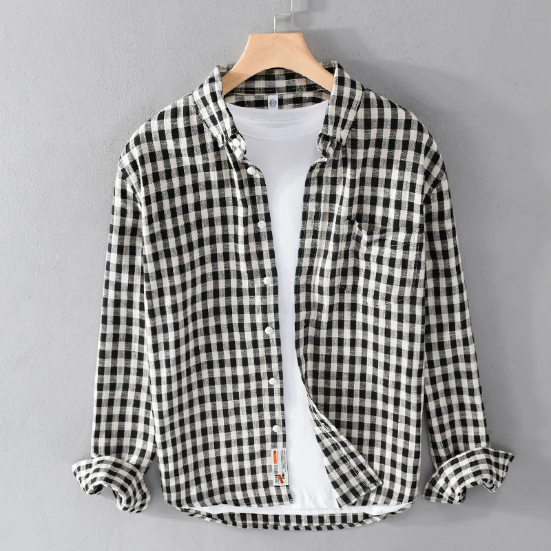 

Desiger New Long Sleeve Casual Plaid Cotton Brand Shirt Men Fashion Trend Comfortable Top Clothes Chemise Camisa Masculina