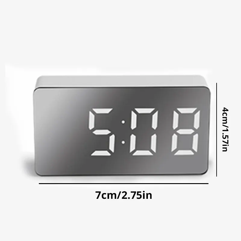 1Pc bianco LED specchio orologio da tavolo Snooze Display Time Night Light Desktop USB sveglia Home Decor