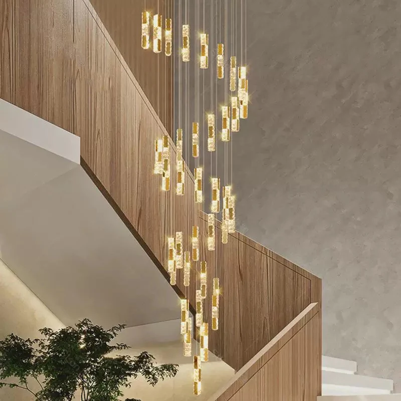 

Modern Home Decoration Crystal Chandelier Stair Pendant Lamp Living Room Pendant Lights Interior Lighting