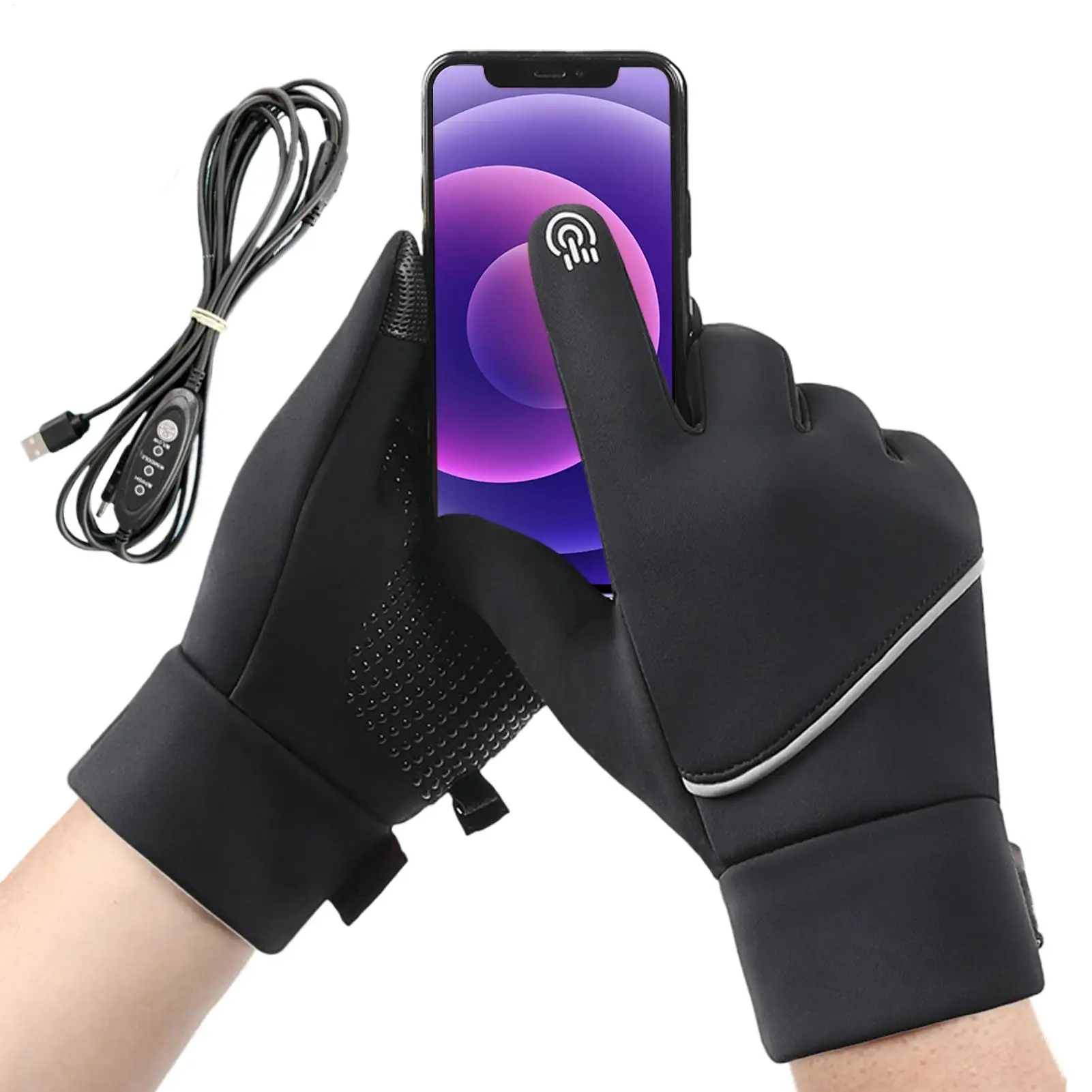 

Heated Gloves USB Heating Winter Thermal Mittens Touchscreen Windproof Waterproof Thermal Gloves for Women Men Running Outdoor