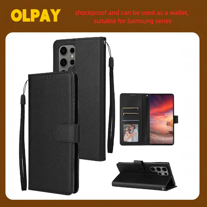 

OLPAY Wallet Case For Samsung Galaxy S26Edge S26 Ultra S25 S25FE S24 S23 S22 S21 S20 S10 S9 S8 Plus With Cash Slots Phone Cover