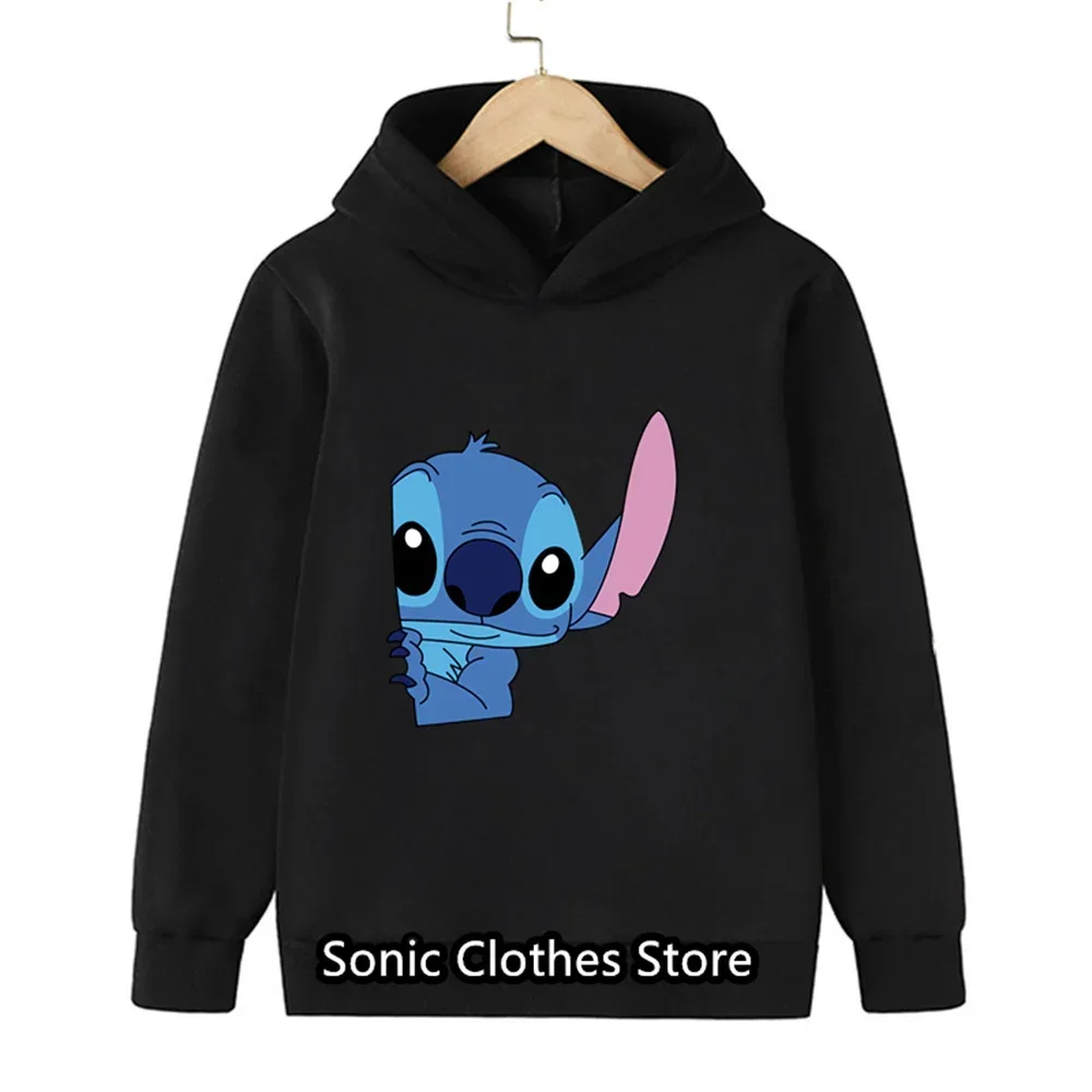 90s Y2k Anime Disney Stitch Hoodie Girls Children Cartoon Clothes Kid Boys Lilo Stitch Sweatshirt Manga Hoody Baby Casual Top