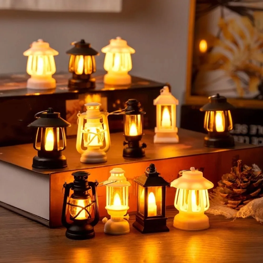 Retro LED Electronic Candle Light Creative Flameless Mini Square Night Lights with Hook European Style Christmas Tree Decor