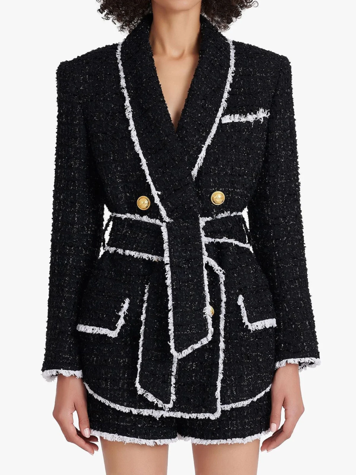 패셔너블하고 다재다능한 고품질 울 코트와 반바지 세트 여성용 가을 겨울 신상 출퇴근 스타일 긴 소매 중간 길이