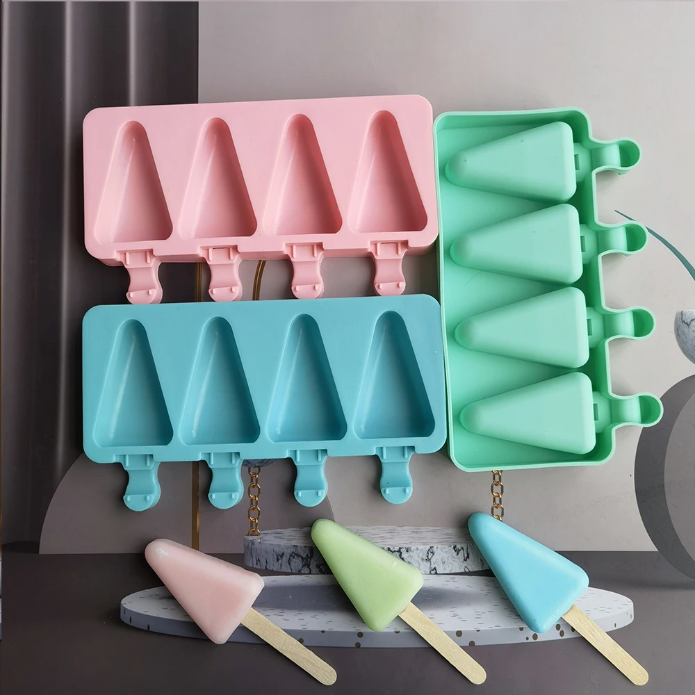 4 cell Ice Pop Popsicle Silicone Mold Cream Mould Small Size Making Pastry Candy Jelly pudding Chocolate ice cream Tools