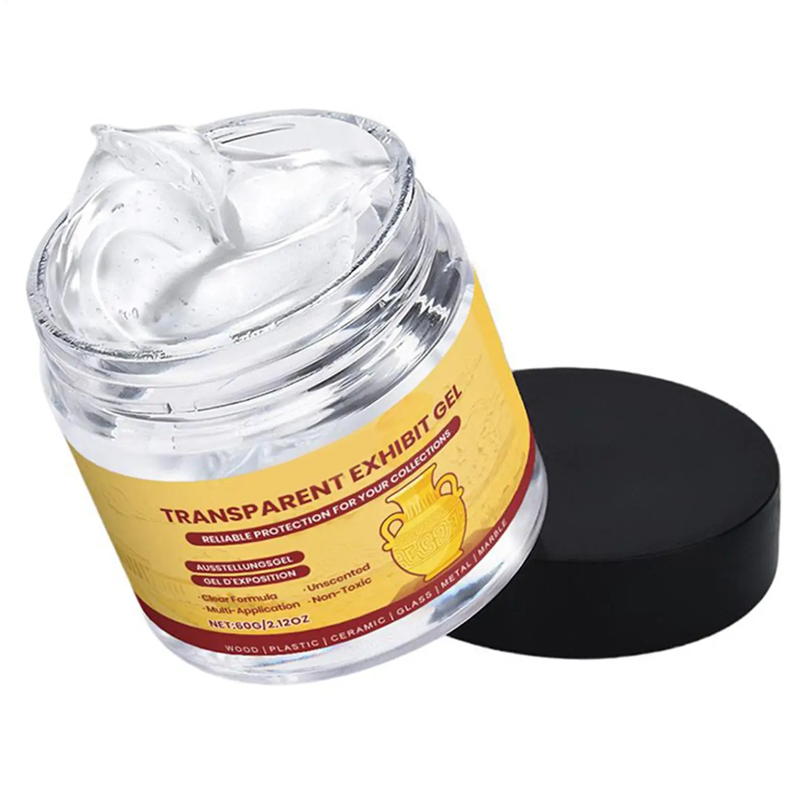 Clear Exhibit Gel 60g Clear Removable Glue Adhesive Museum Wax for Antiques Glass Ceramics Figures Decorations Conservation Art