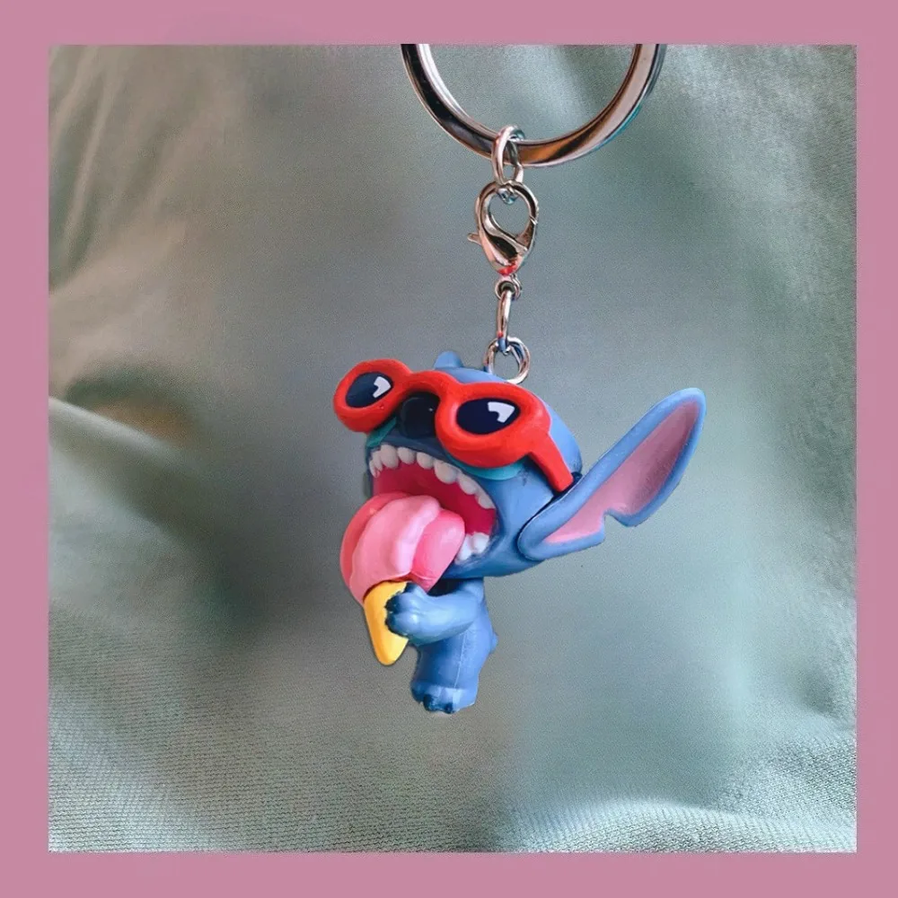 

New Anime Keychain Cartoon Mickey Mouse Minnie Lilo & Stitch Cute Doll Keyring Ornament Key Chain Car Pendant Kids Gift