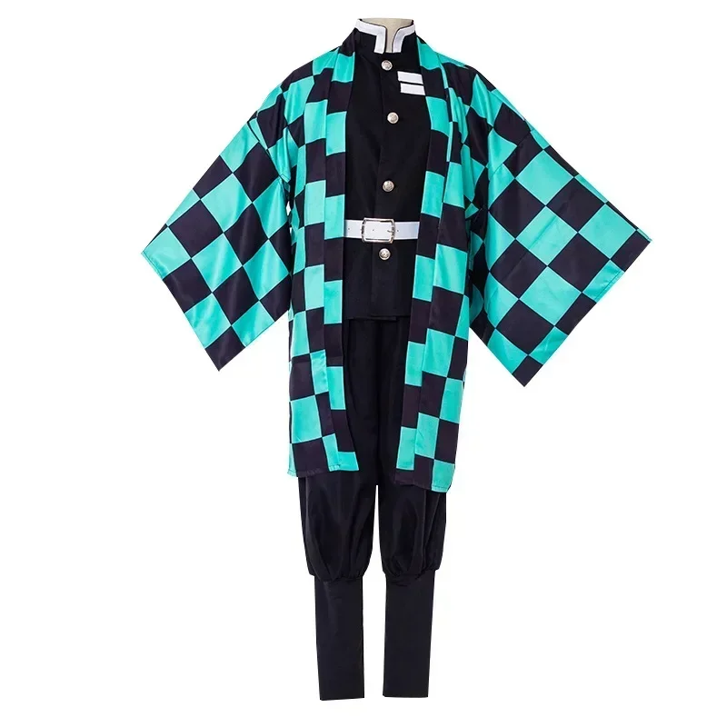 Anime Demon Slayer Kimetsu No Yaiba Tanjirou Kamado Cosplay Costume Top Jacket pantaloni Black Team Uniform Halloween Aldult Child