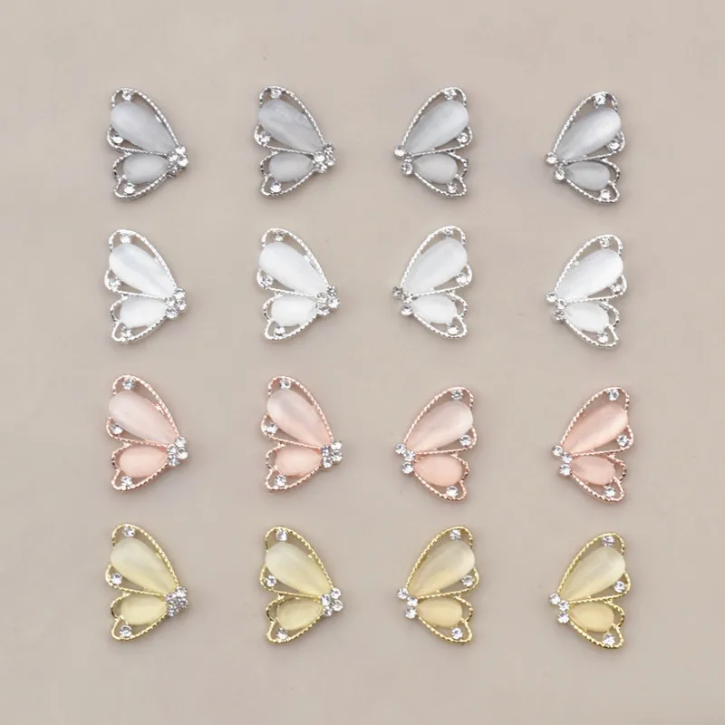 10pcs แมวตาผีเสื้อเล็บ Charms โลหะ Flatbed เล็บโลหะผสมตกแต่งสําหรับเคล็ดลับเล็บครึ่งผีเสื้อเครื่องประดับเล็บ