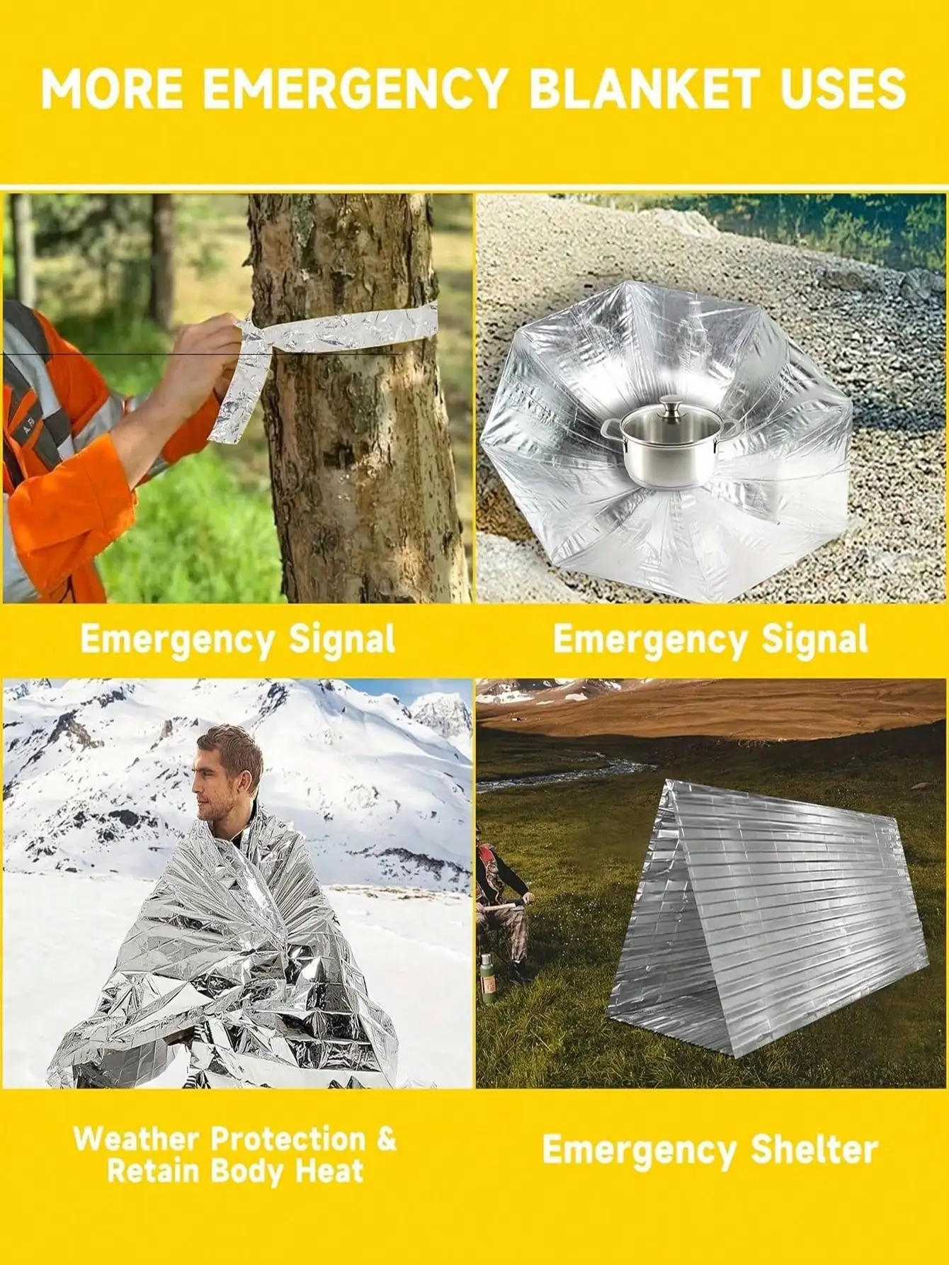 2/5/10 قطعة/الحزمة بطانية حرارية مايلر من رقائق الطوارئ، 52 بوصة طول × 84 بوصة عرض، بطانية حرارية مايلر للطوارئ رائعة للاستخدام في الهواء الطلق والمشي لمسافات طويلة