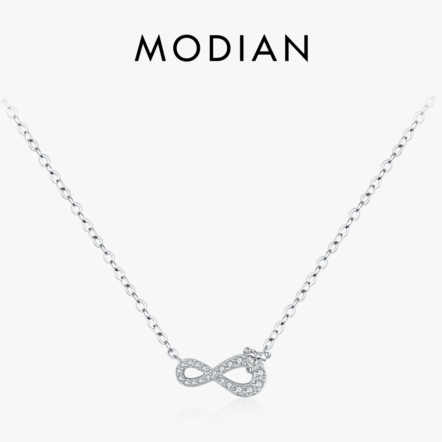 

MODIAN 925 Sterling Silver High-end Infinity Love Clear Cubic Zirconia Choker Necklaces For Women Fine Jewelry
