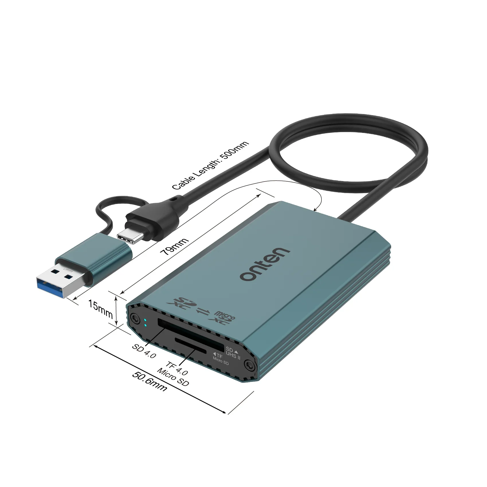 ONTEN-OTN-P6 2 en 2, HUB USB 3,2 Gen 1, 5Gbps, SDXC y Micro SDXC, lector de tarjetas