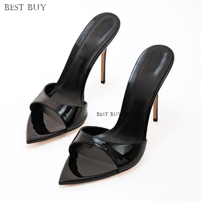 2024 Designer Summer Sandals Stilettos Sexy Woman 12cm Pointed peep Toe Thin High Heels Slippers OL Vacation Ladies Dress Shoes