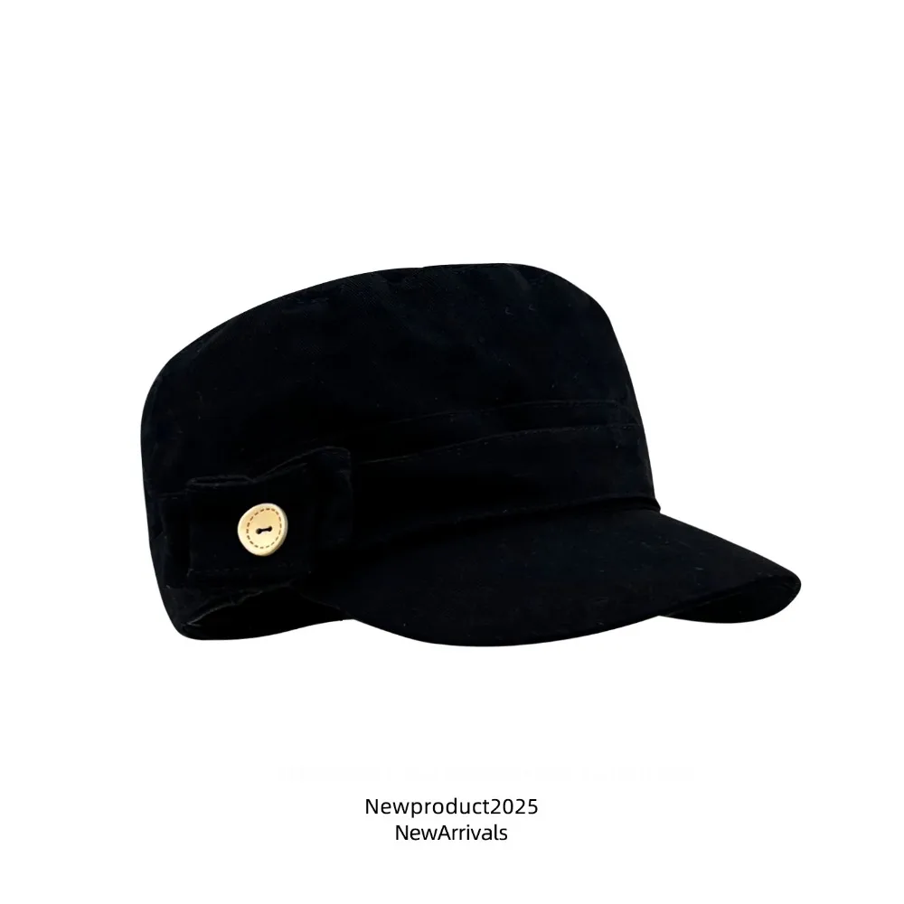 

Personality Cloth Flat Cap Button Korean Style Equestrian Hat Newsboy Cap Cotton Retro Painter Hat Autumn