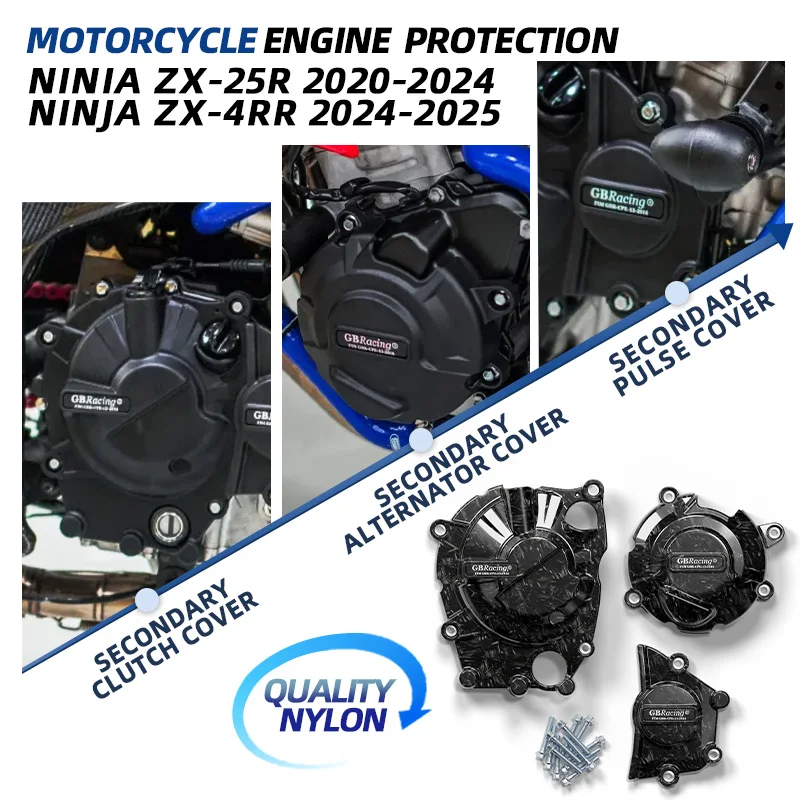 

GBRacing V2 accesorios moto carenados For KAWASAKI Ninja ZX-25R 2020-2024 Ninja ZX-4RR 2024-2026 New Secondary Engine Cover Set