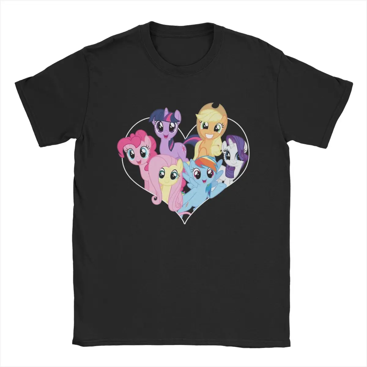 Men\'s Rainbow Dash Pinkie Pie T Shirts Mlp 100% Cotton Clothes Funny Short Sleeve Crewneck Tees Summer T-Shirt