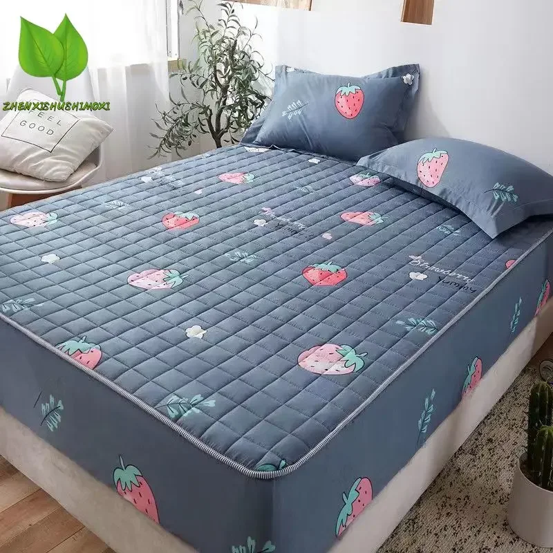 Thicken Mattress Cover Cotton Quilted Bed Cover Anti-bacterial Mattress Protector Topper Pad Soft Fitted Sheets Home bedding